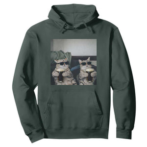 Funny Cat Drinking Irish Stout Beer Hoodie Black Beer and Cat Lovers TS11 Dark Forest Green Print Your Wear