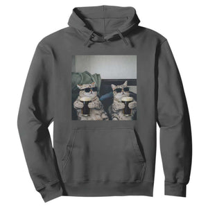 Funny Cat Drinking Irish Stout Beer Hoodie Black Beer and Cat Lovers TS11 Dark Heather Print Your Wear