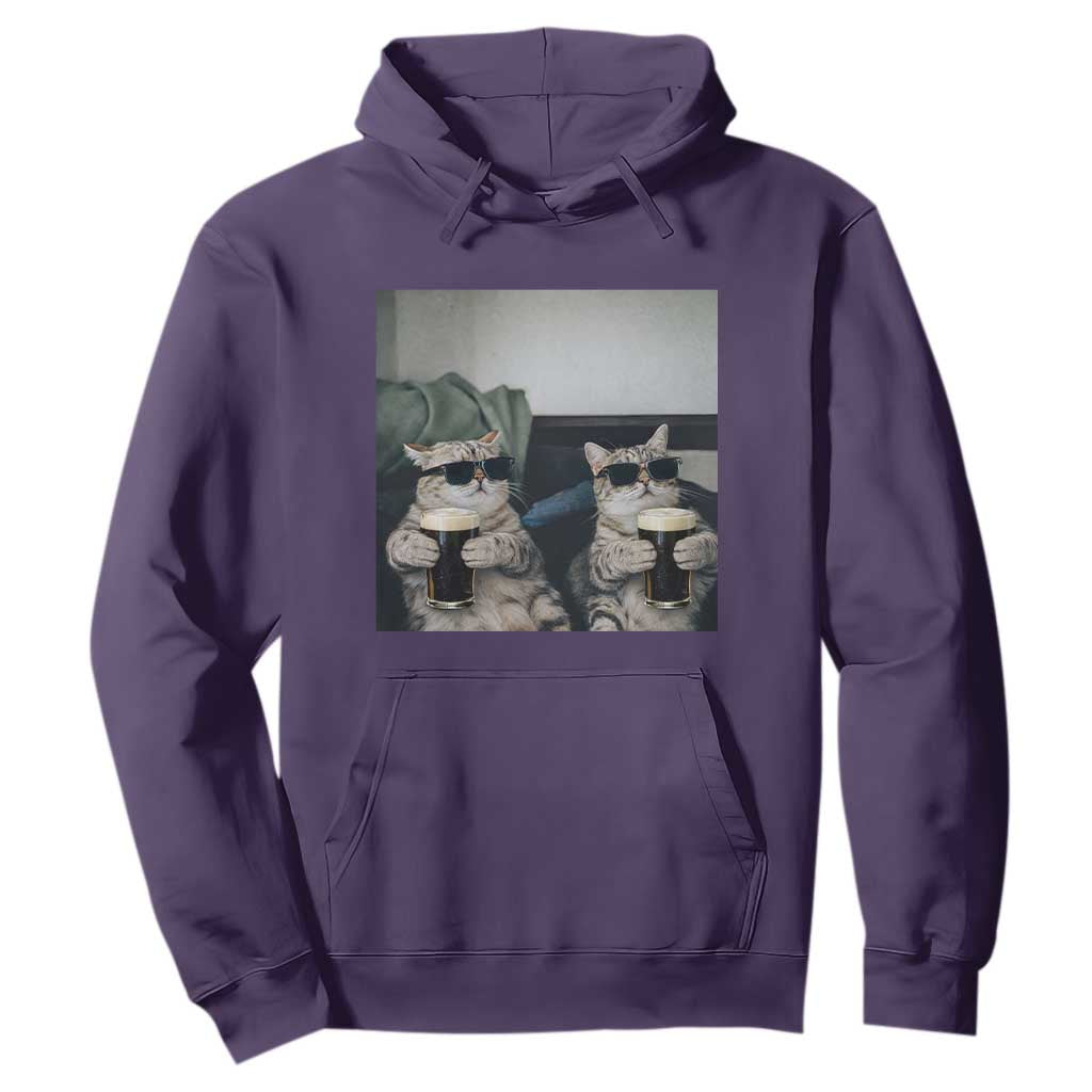 Funny Cat Drinking Irish Stout Beer Hoodie Black Beer and Cat Lovers TS11 Purple Print Your Wear