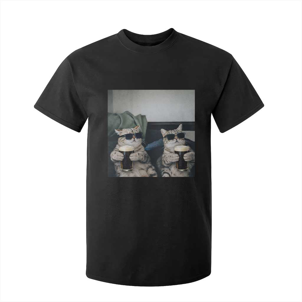 Funny Cat Drinking Irish Stout Beer T Shirt For Kid Black Beer and Cat Lovers TS11 Black Print Your Wear