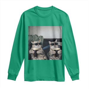 Funny Cat Drinking Irish Stout Beer Long Sleeve Shirt Black Beer and Cat Lovers TS11 Irish Green Print Your Wear