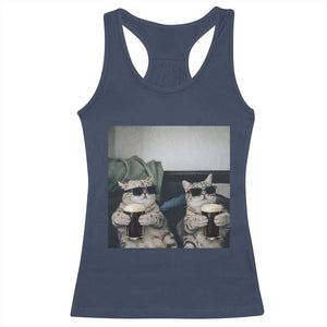 Funny Cat Drinking Irish Stout Beer Racerback Tank Top Black Beer and Cat Lovers TS11 Navy Print Your Wear