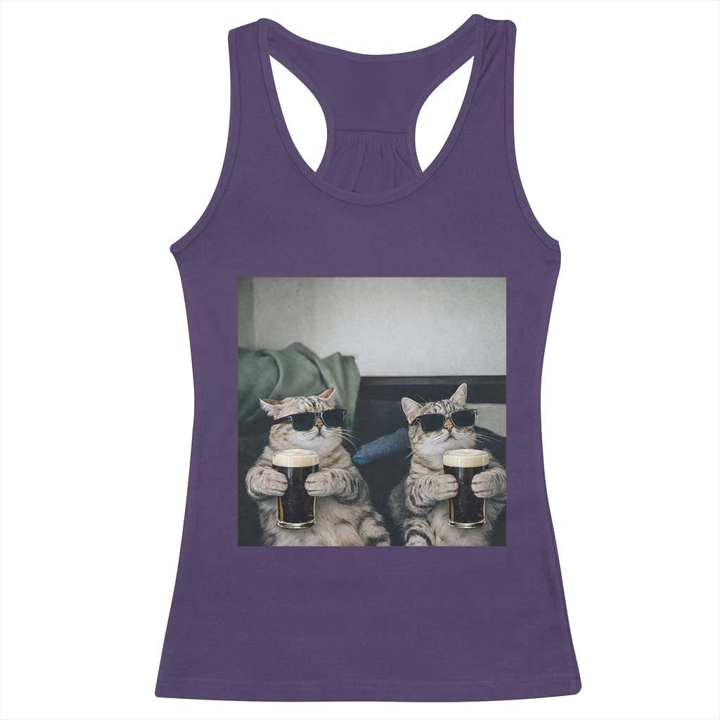 Funny Cat Drinking Irish Stout Beer Racerback Tank Top Black Beer and Cat Lovers TS11 Purple Print Your Wear