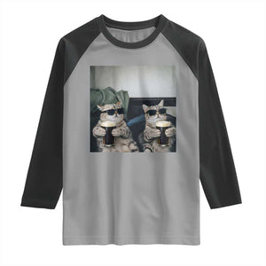 Funny Cat Drinking Irish Stout Beer Raglan Shirt Black Beer and Cat Lovers TS11 Sport Gray Black Print Your Wear