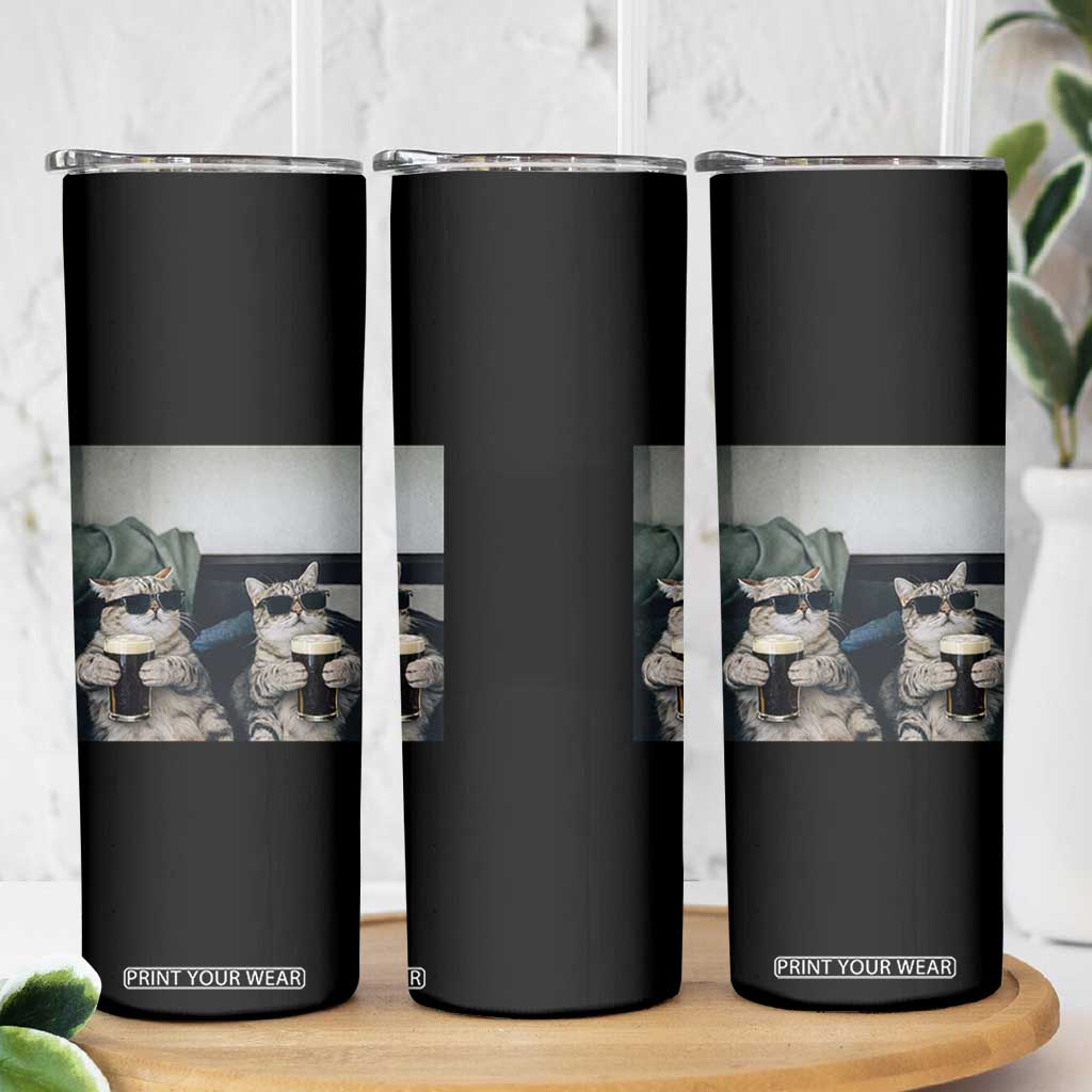 Funny Cat Drinking Irish Stout Beer Skinny Tumbler Black Beer and Cat Lovers TS11 Print Your Wear