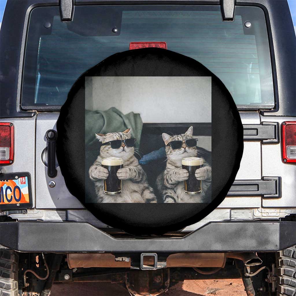Funny Cat Drinking Irish Stout Beer Spare Tire Cover Black Beer and Cat Lovers TS11 No hole Black Print Your Wear