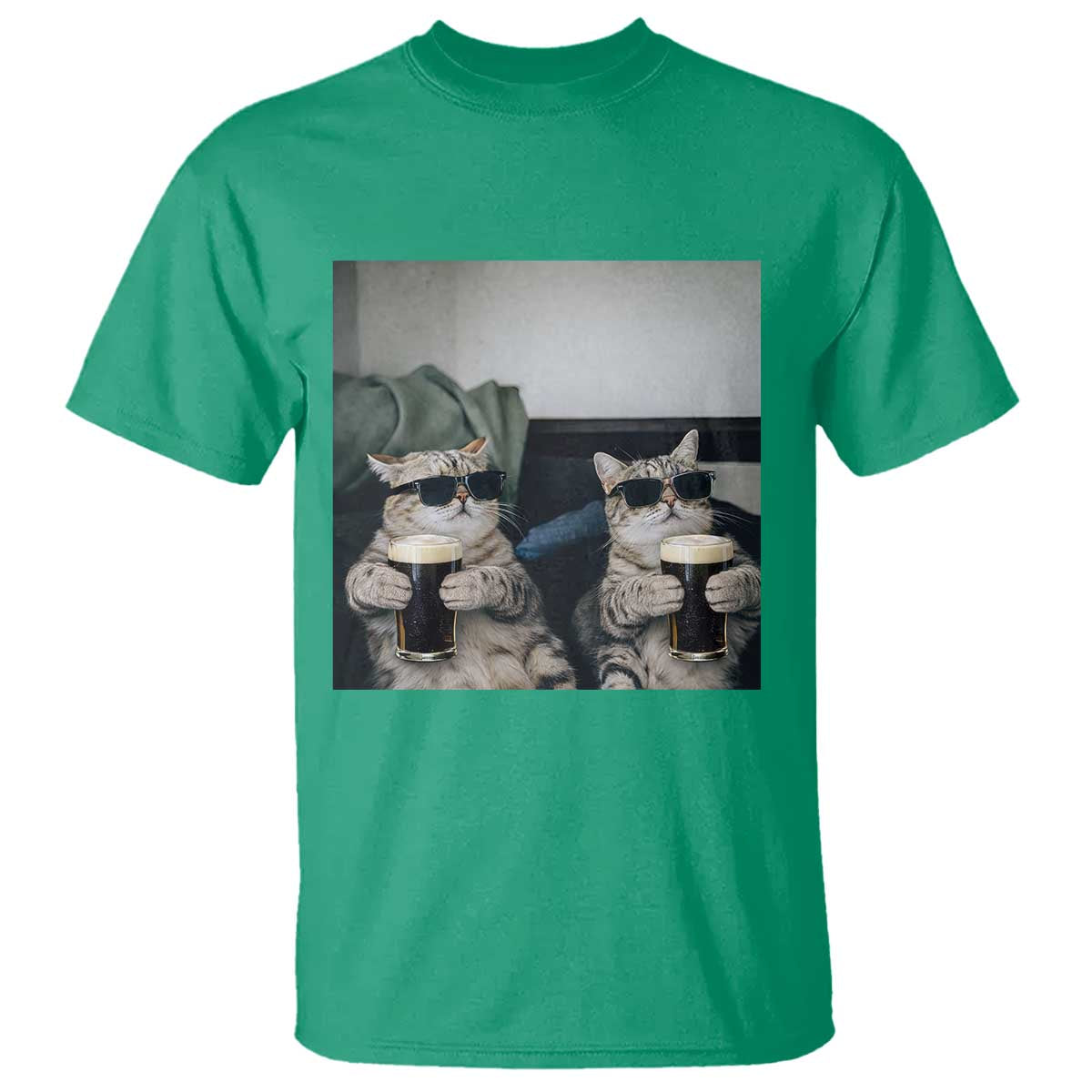 Funny Cat Drinking Irish Stout Beer T Shirt Black Beer and Cat Lovers TS11 Irish Green Print Your Wear