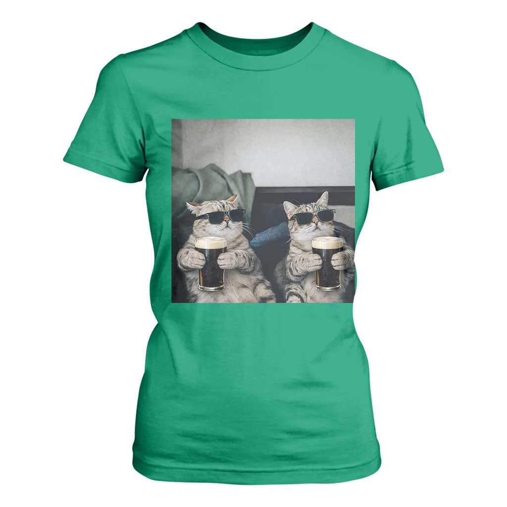 Funny Cat Drinking Irish Stout Beer T Shirt For Women Black Beer and Cat Lovers TS11 Irish Green Print Your Wear
