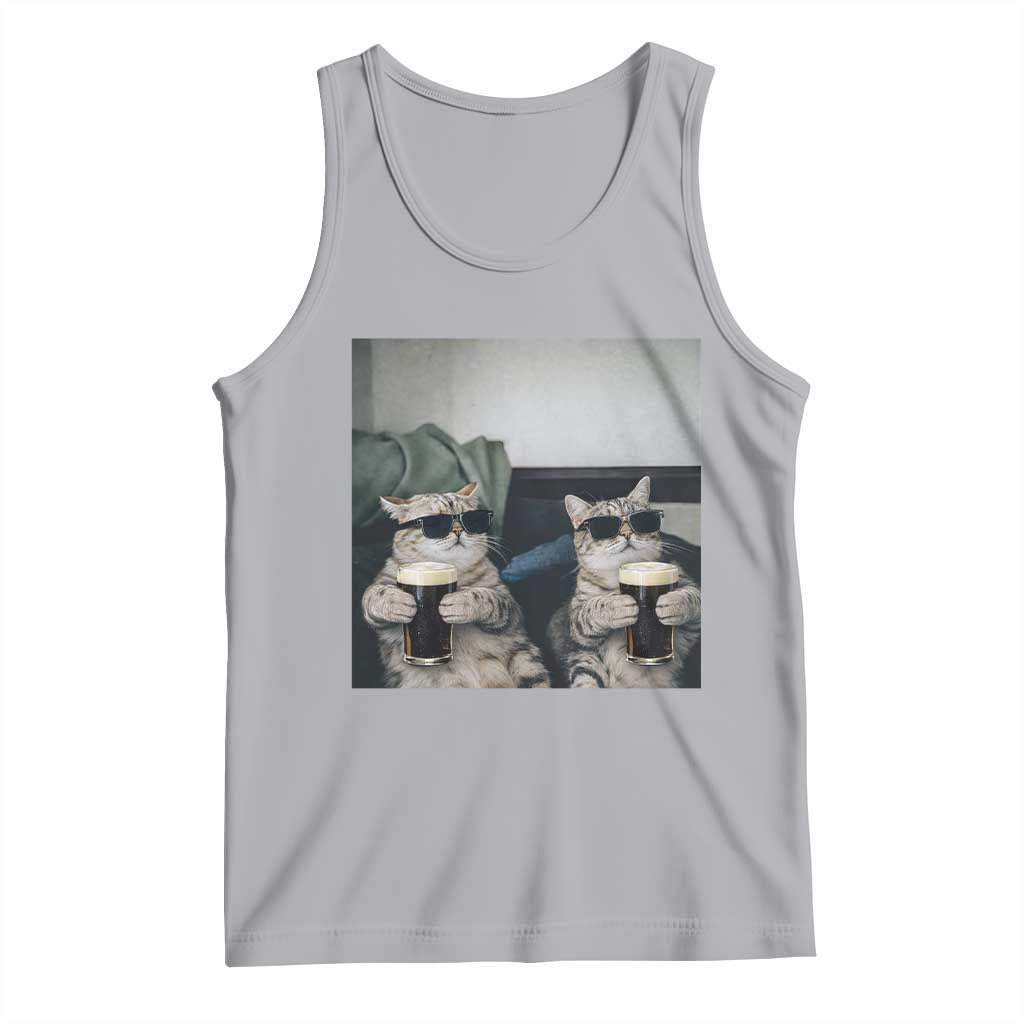 Funny Cat Drinking Irish Stout Beer Tank Top Black Beer and Cat Lovers TS11 Athletic Heather Print Your Wear