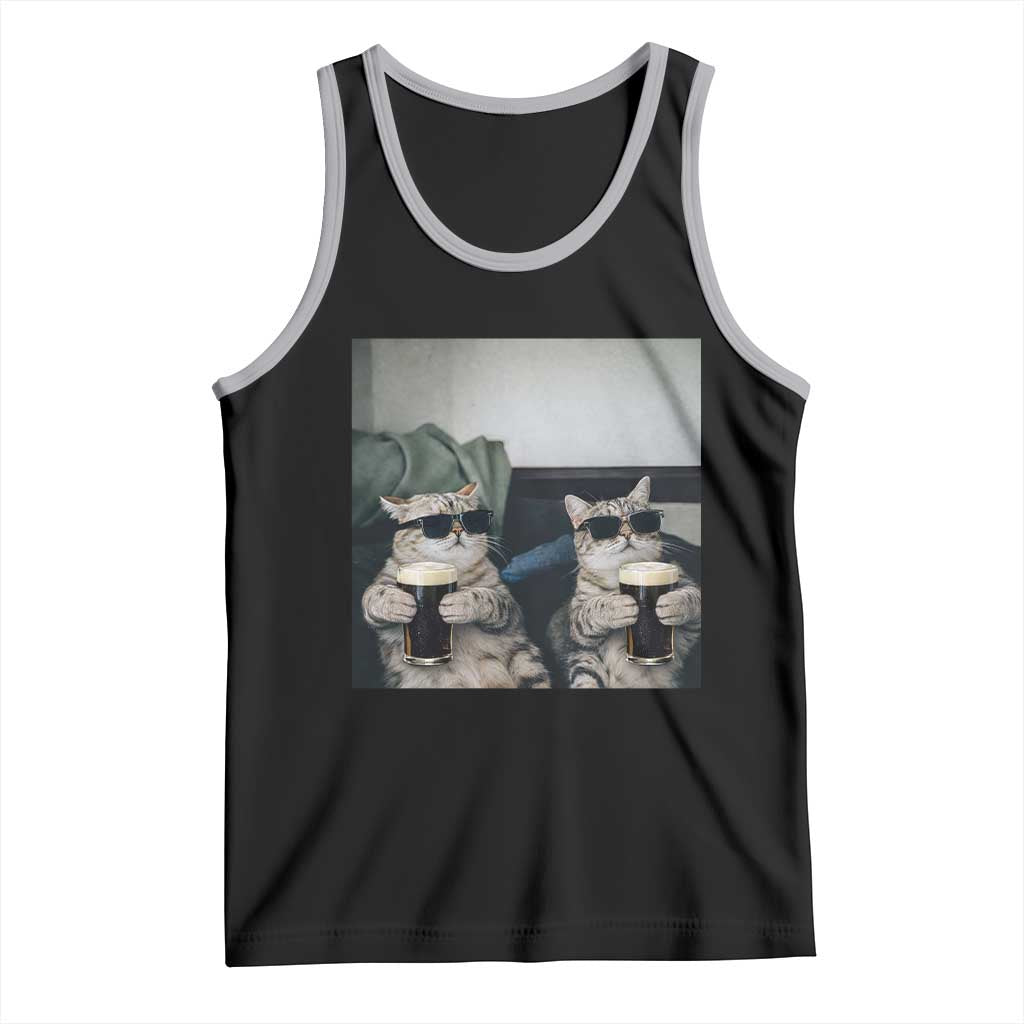Funny Cat Drinking Irish Stout Beer Tank Top Black Beer and Cat Lovers TS11 Black Athletic Heather Print Your Wear