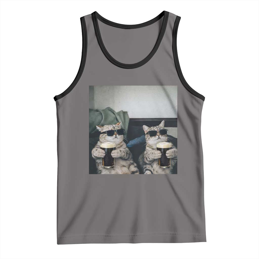 Funny Cat Drinking Irish Stout Beer Tank Top Black Beer and Cat Lovers TS11 Deep Heather Black Print Your Wear