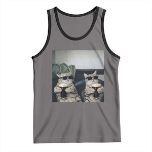 Funny Cat Drinking Irish Stout Beer Tank Top Black Beer and Cat Lovers TS11 Deep Heather Black Print Your Wear