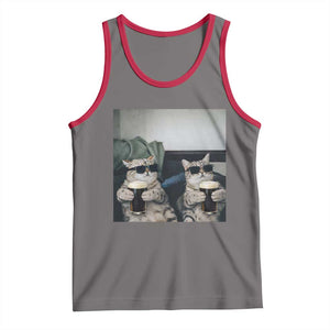 Funny Cat Drinking Irish Stout Beer Tank Top Black Beer and Cat Lovers TS11 Deep Heather Red Print Your Wear