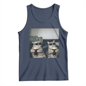 Funny Cat Drinking Irish Stout Beer Tank Top Black Beer and Cat Lovers TS11 Navy Print Your Wear