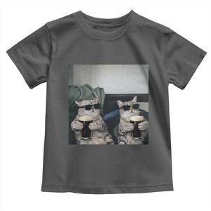 Funny Cat Drinking Irish Stout Beer Toddler T Shirt Black Beer and Cat Lovers TS11 Dark Heather Print Your Wear