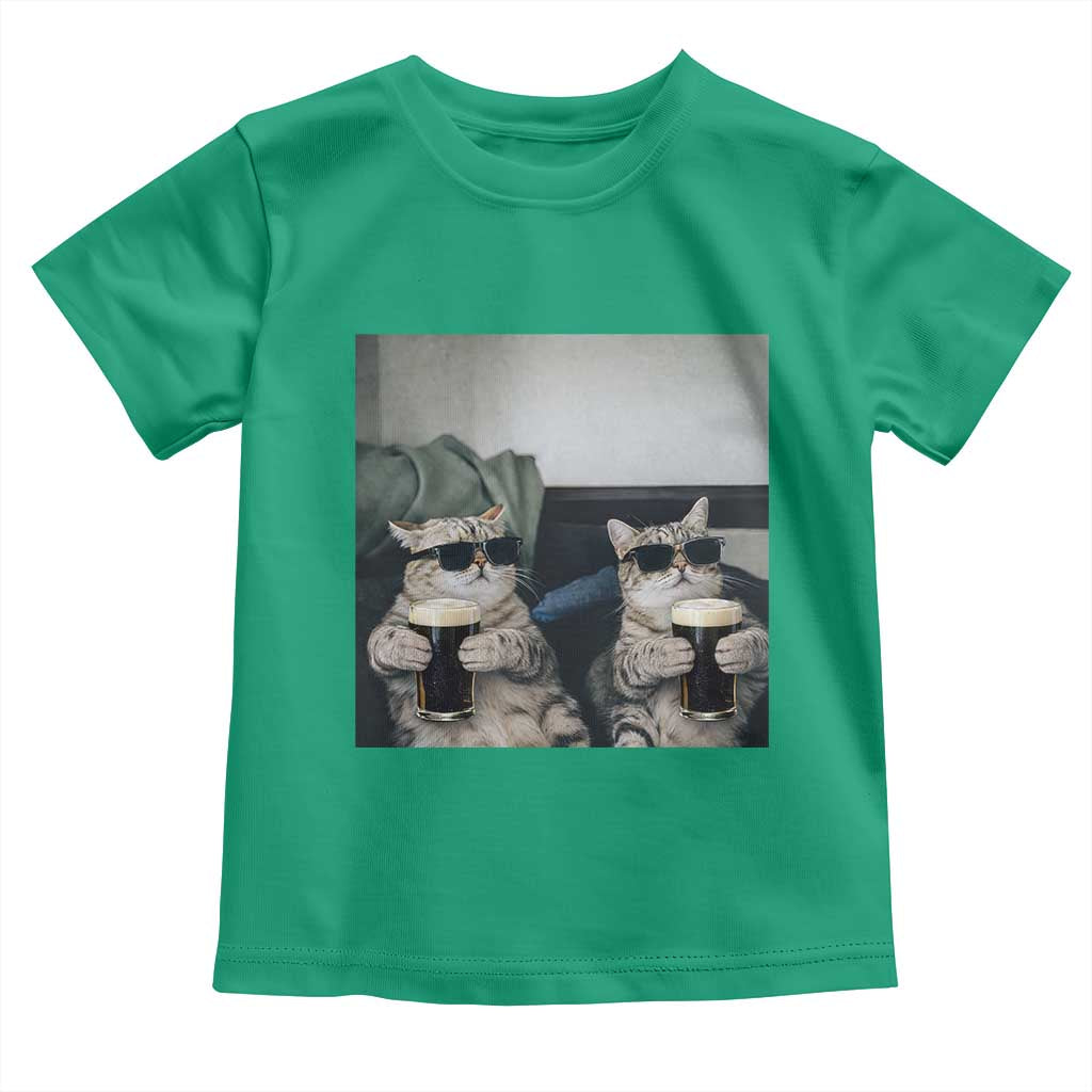 Funny Cat Drinking Irish Stout Beer Toddler T Shirt Black Beer and Cat Lovers TS11 Irish Green Print Your Wear