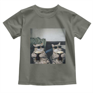 Funny Cat Drinking Irish Stout Beer Toddler T Shirt Black Beer and Cat Lovers TS11 Military Green Print Your Wear