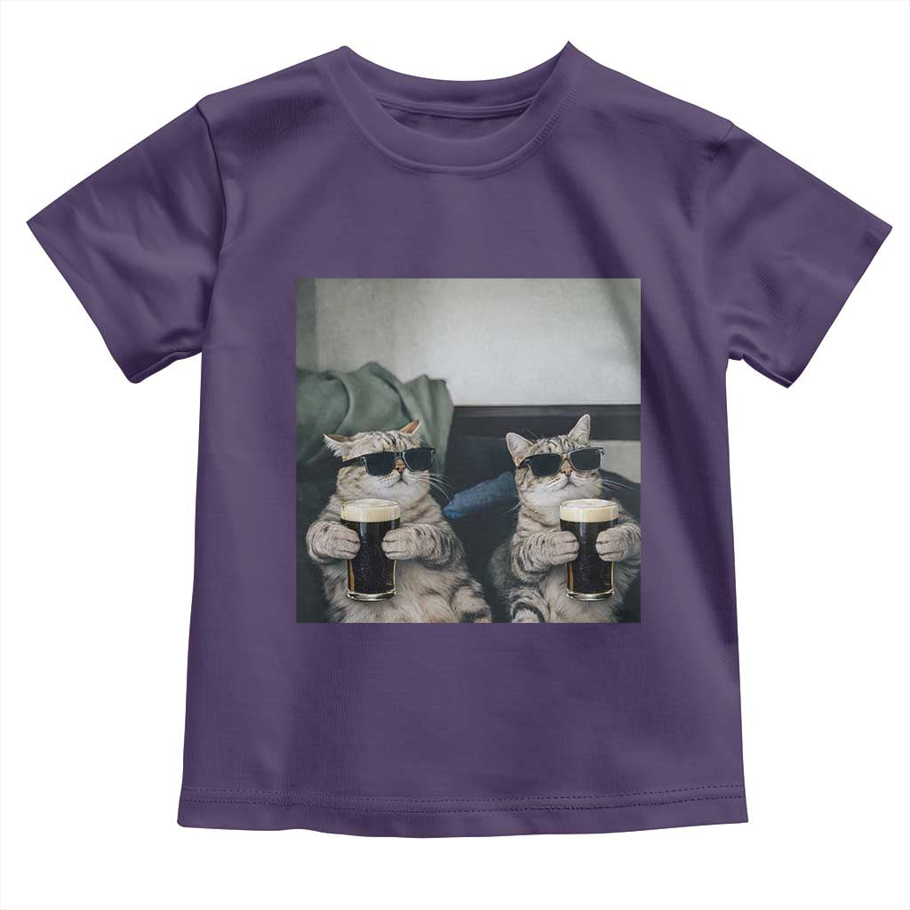 Funny Cat Drinking Irish Stout Beer Toddler T Shirt Black Beer and Cat Lovers TS11 Purple Print Your Wear