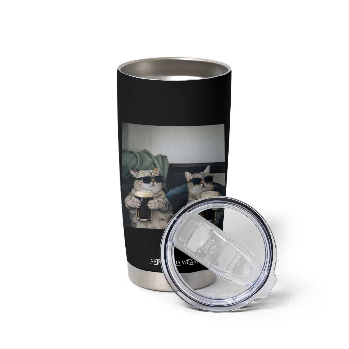 Funny Cat Drinking Irish Stout Beer Tumbler Cup Black Beer and Cat Lovers TS11 Print Your Wear