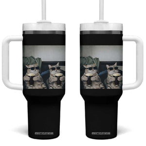 Funny Cat Drinking Irish Stout Beer Tumbler With Handle Black Beer and Cat Lovers TS11 One Size: 40 oz Black Print Your Wear