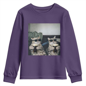 Funny Cat Drinking Irish Stout Beer Youth Sweatshirt Black Beer and Cat Lovers TS11 Purple Print Your Wear