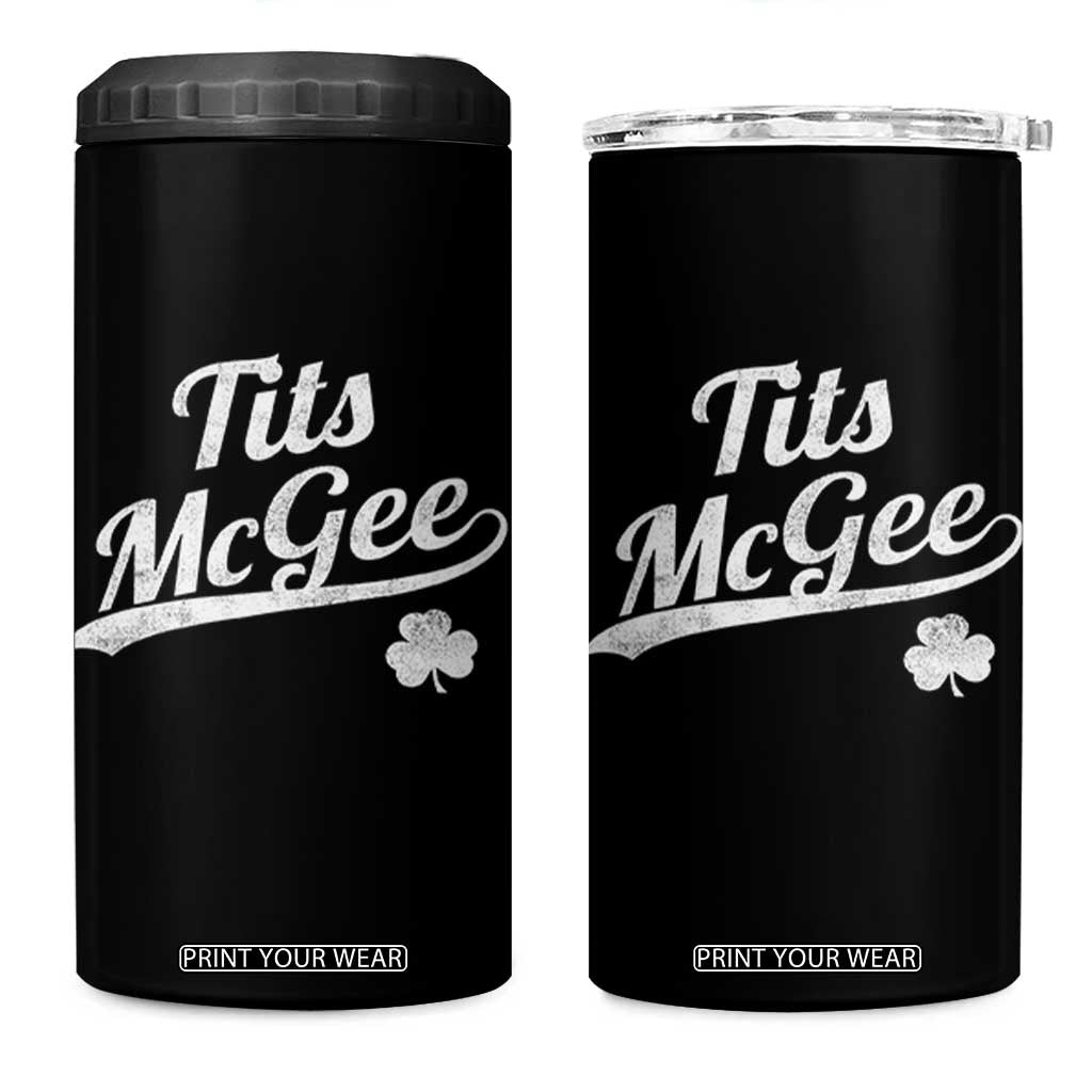 Tits McGee 4 in 1 Can Cooler Tumbler Funny St Patricks Day Adult Humor Shamrocks TS11 One Size: 16 oz Black Print Your Wear