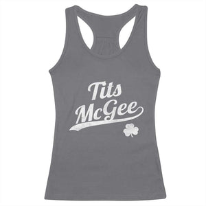 Tits McGee Racerback Tank Top Funny St Patricks Day Adult Humor Shamrocks TS11 Charcoal Print Your Wear