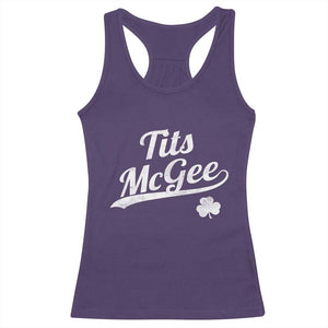 Tits McGee Racerback Tank Top Funny St Patricks Day Adult Humor Shamrocks TS11 Purple Print Your Wear