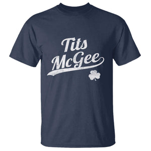 Tits McGee T Shirt Funny St Patricks Day Adult Humor Shamrocks TS11 Navy Print Your Wear