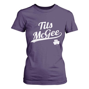 Tits McGee T Shirt For Women Funny St Patricks Day Adult Humor Shamrocks TS11 Purple Print Your Wear