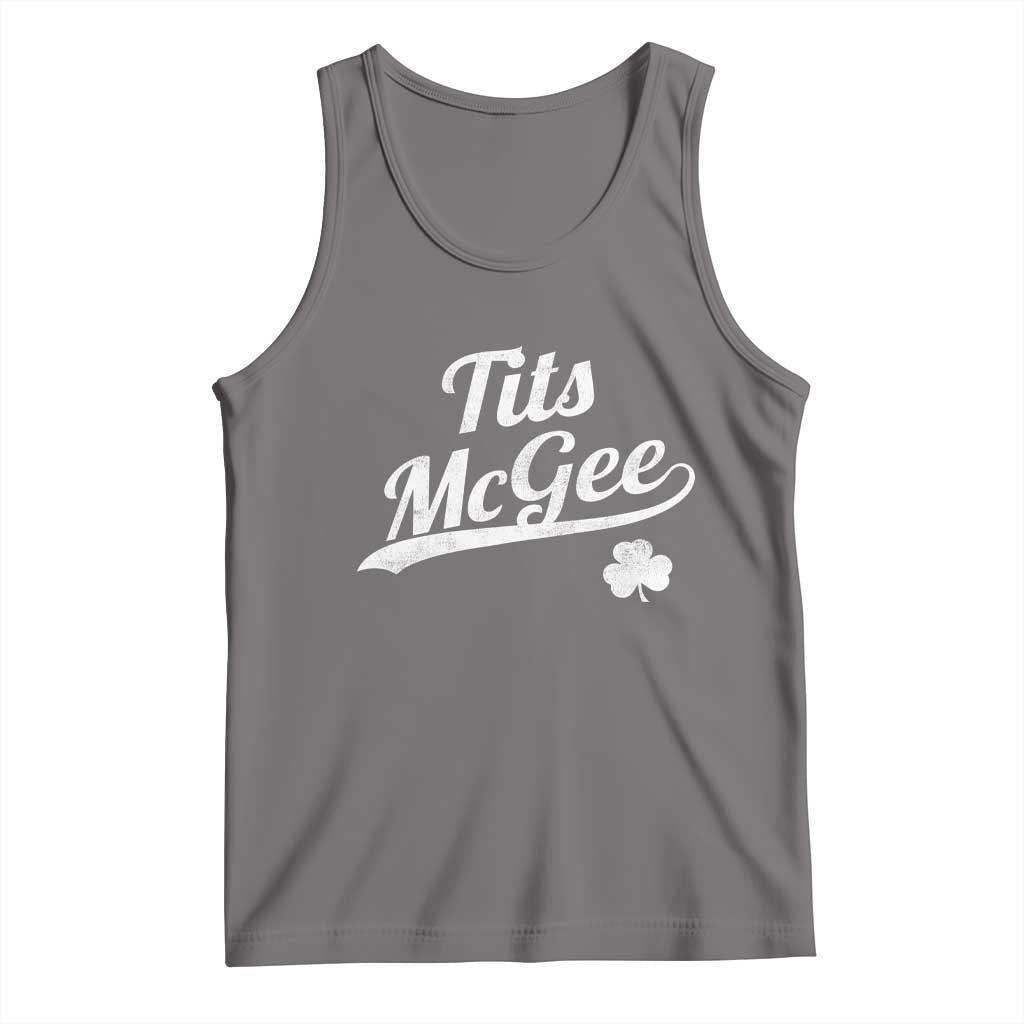 Tits McGee Tank Top Funny St Patricks Day Adult Humor Shamrocks TS11 Deep Heather Print Your Wear