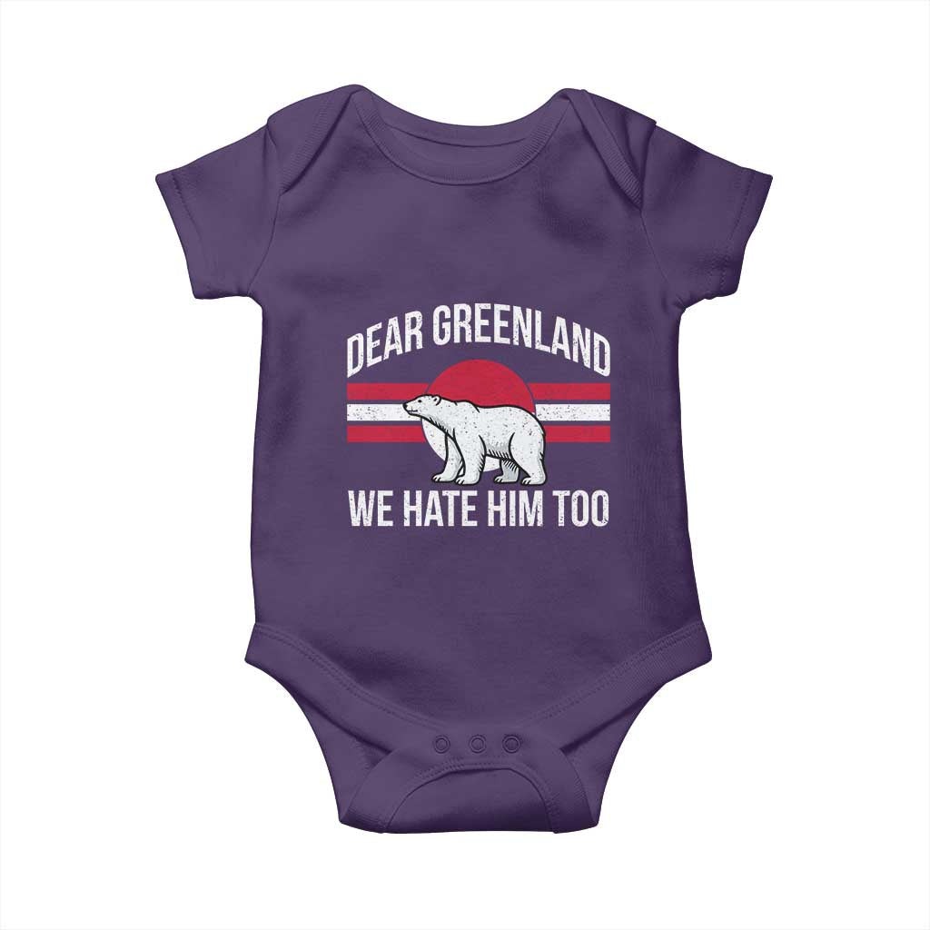 Dear Greenland We Hate Him Too Baby Onesie Polar Bear Political Protest TS11 Purple Print Your Wear