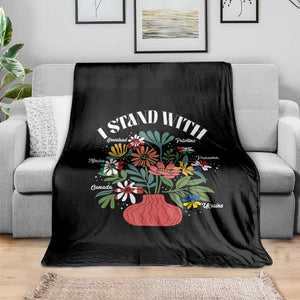 I Stand With Canada Greenland Mexico Panama Gaza Ukraine Throw Blanket Retro Floral TS11 Print Your Wear