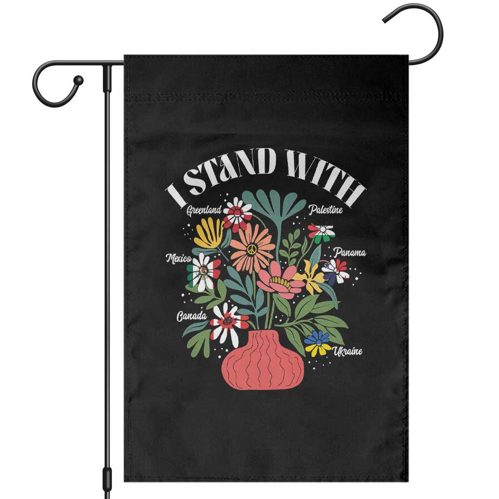 I Stand With Canada Greenland Mexico Panama Gaza Ukraine Garden Flag Retro Floral TS11 Black Print Your Wear