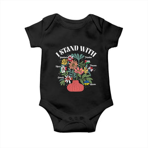 I Stand With Canada Greenland Mexico Panama Gaza Ukraine Baby Onesie Retro Floral TS11 Black Print Your Wear