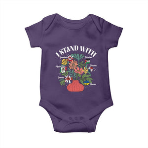 I Stand With Canada Greenland Mexico Panama Gaza Ukraine Baby Onesie Retro Floral TS11 Purple Print Your Wear