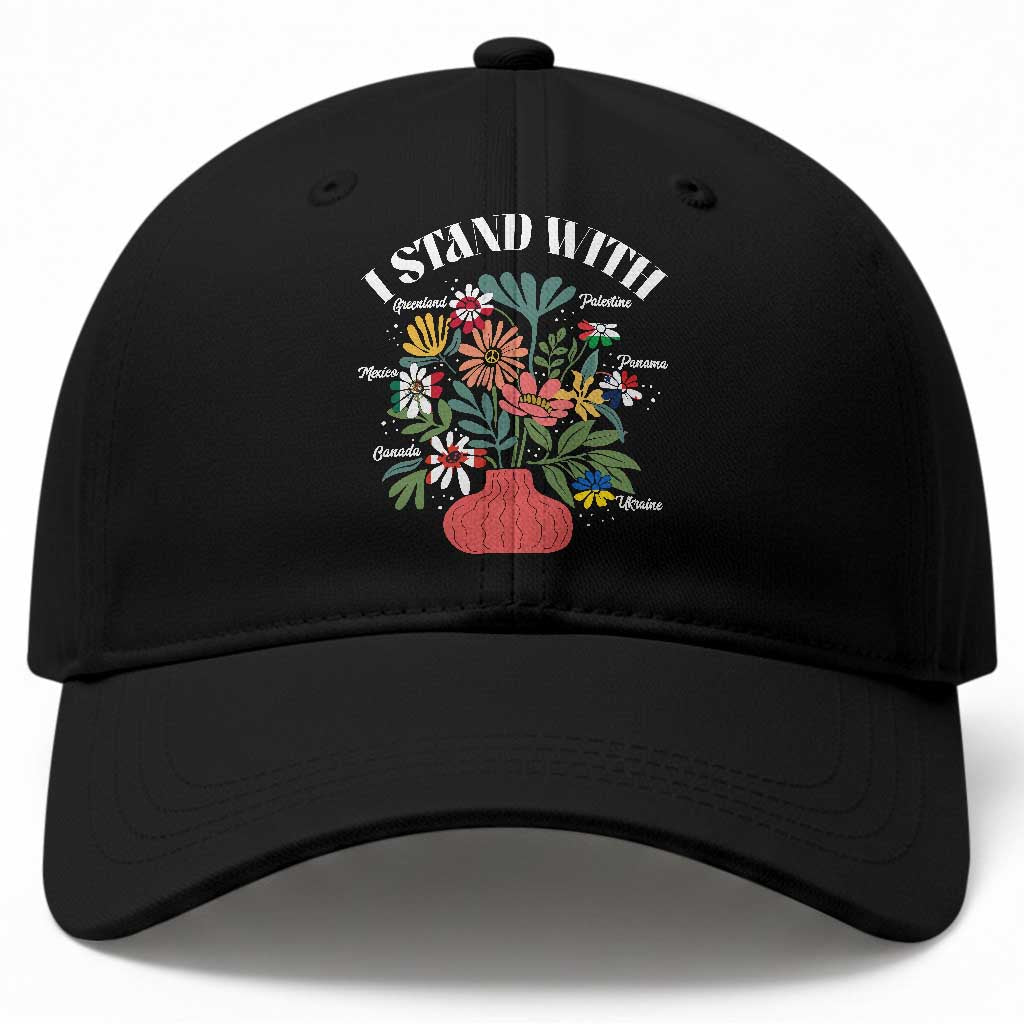I Stand With Canada Greenland Mexico Panama Gaza Ukraine Baseball Cap Retro Floral TS11 Print Your Wear