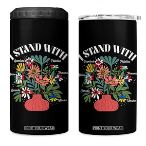 I Stand With Canada Greenland Mexico Panama Gaza Ukraine 4 in 1 Can Cooler Tumbler Retro Floral TS11 One Size: 16 oz Black Print Your Wear