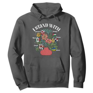 I Stand With Canada Greenland Mexico Panama Gaza Ukraine Hoodie Retro Floral TS11 Dark Heather Print Your Wear