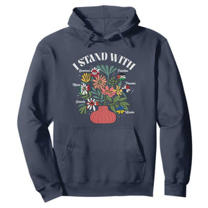I Stand With Canada Greenland Mexico Panama Gaza Ukraine Hoodie Retro Floral TS11 Navy Print Your Wear