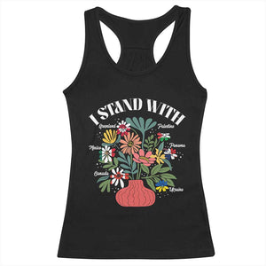 I Stand With Canada Greenland Mexico Panama Gaza Ukraine Racerback Tank Top Retro Floral TS11 Black Print Your Wear