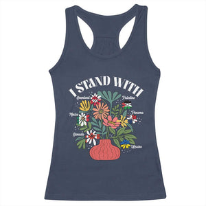 I Stand With Canada Greenland Mexico Panama Gaza Ukraine Racerback Tank Top Retro Floral TS11 Navy Print Your Wear