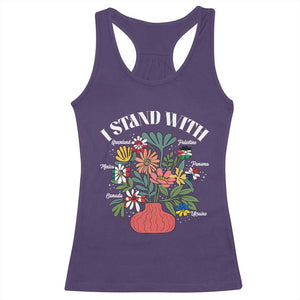 I Stand With Canada Greenland Mexico Panama Gaza Ukraine Racerback Tank Top Retro Floral TS11 Purple Print Your Wear