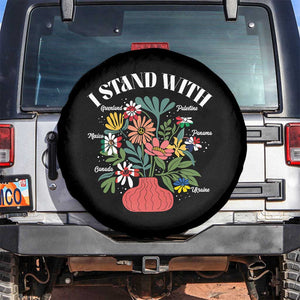 I Stand With Canada Greenland Mexico Panama Gaza Ukraine Spare Tire Cover Retro Floral TS11 No hole Black Print Your Wear