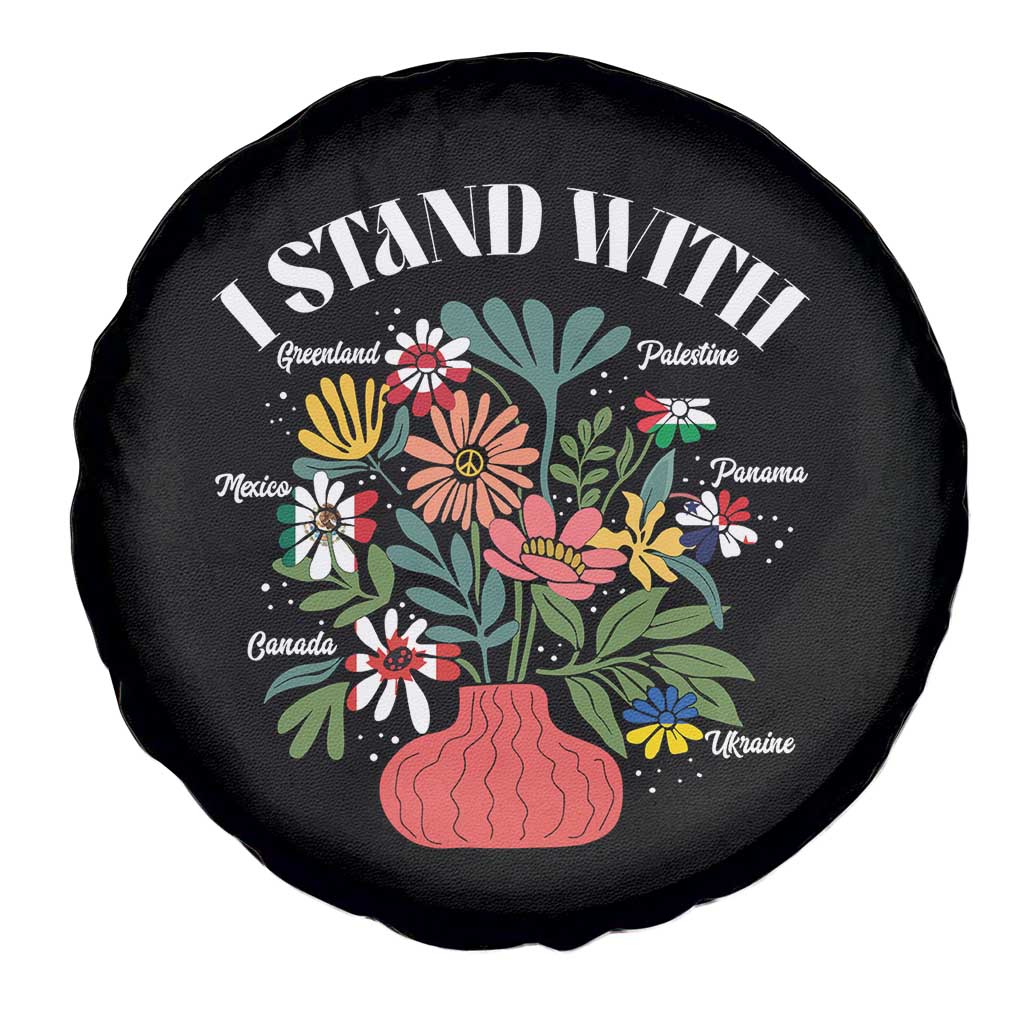 I Stand With Canada Greenland Mexico Panama Gaza Ukraine Spare Tire Cover Retro Floral TS11 Print Your Wear