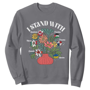 I Stand With Canada Greenland Mexico Panama Gaza Ukraine Sweatshirt Retro Floral TS11 Charcoal Print Your Wear