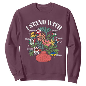 I Stand With Canada Greenland Mexico Panama Gaza Ukraine Sweatshirt Retro Floral TS11 Maroon Print Your Wear