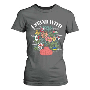 I Stand With Canada Greenland Mexico Panama Gaza Ukraine T Shirt For Women Retro Floral TS11 Dark Heather Print Your Wear