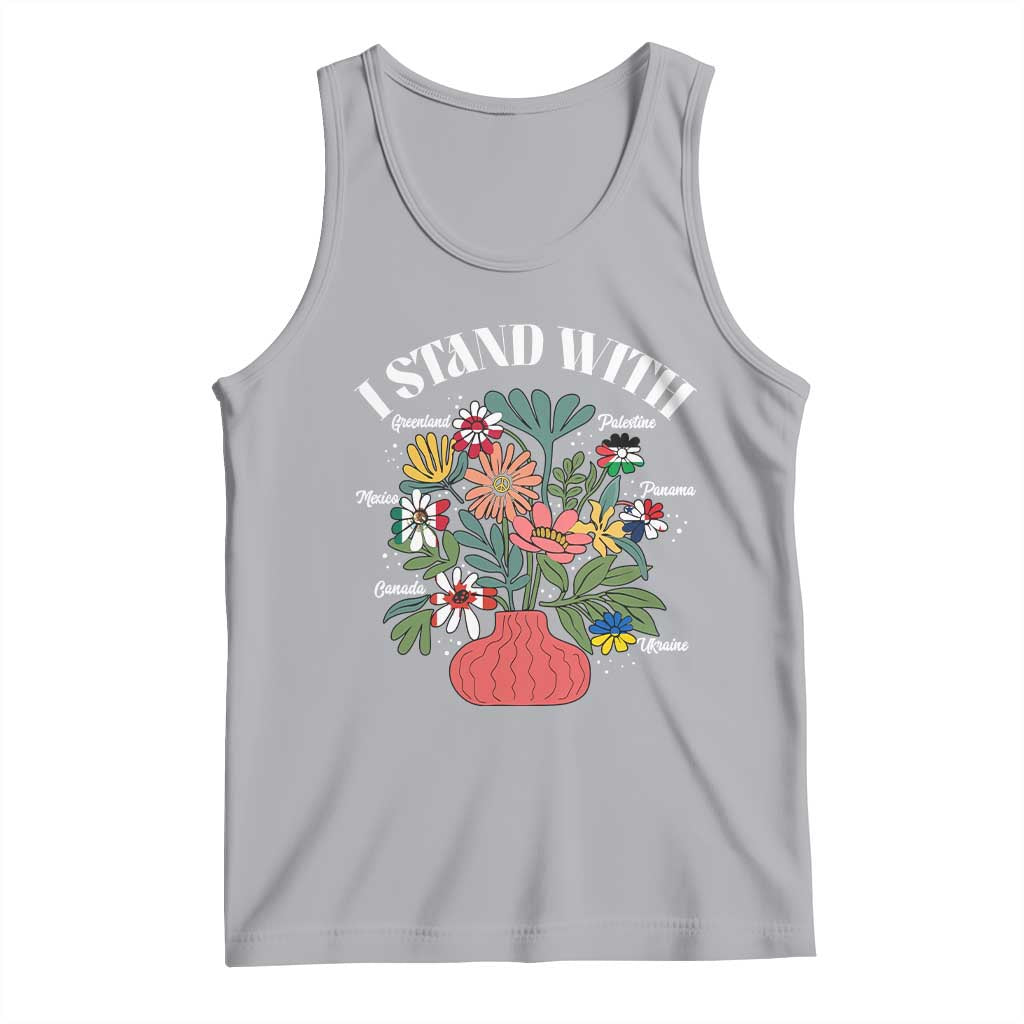 I Stand With Canada Greenland Mexico Panama Gaza Ukraine Tank Top Retro Floral TS11 Athletic Heather Print Your Wear