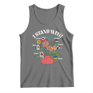 I Stand With Canada Greenland Mexico Panama Gaza Ukraine Tank Top Retro Floral TS11 Black Heather Print Your Wear